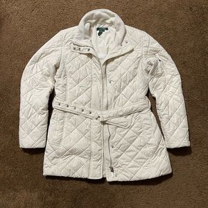 Lauren Ralph Lauren cream colored quilted jacket size small